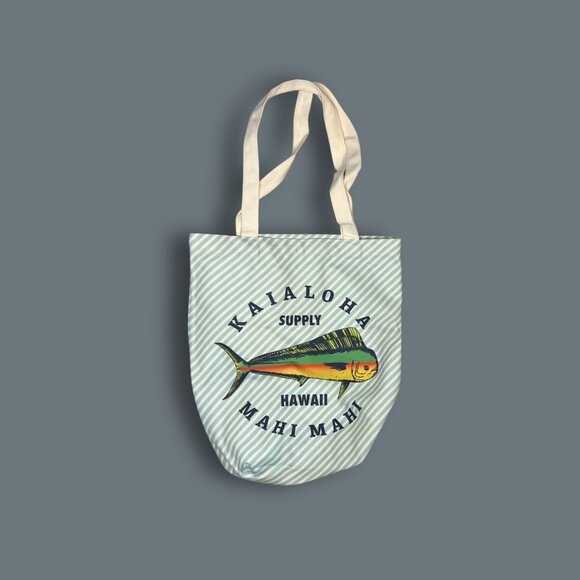 Kaialoha Supply Mahi Mahi Tote Bag With Striped Design & Durable Handles - Picture 2 of 4
